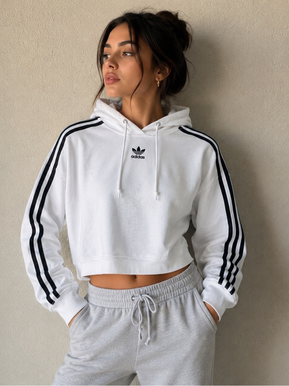 Adidas White Pullover with Black Accents
